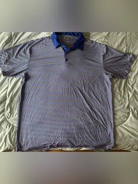Callaway Blue and White Striped Polo Shirt - Men's